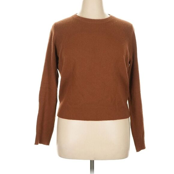 Reformation Cashmere Crew Sweater Kitten Soft Brown Cinnamon Lightweight XL - Picture 2 of 10
